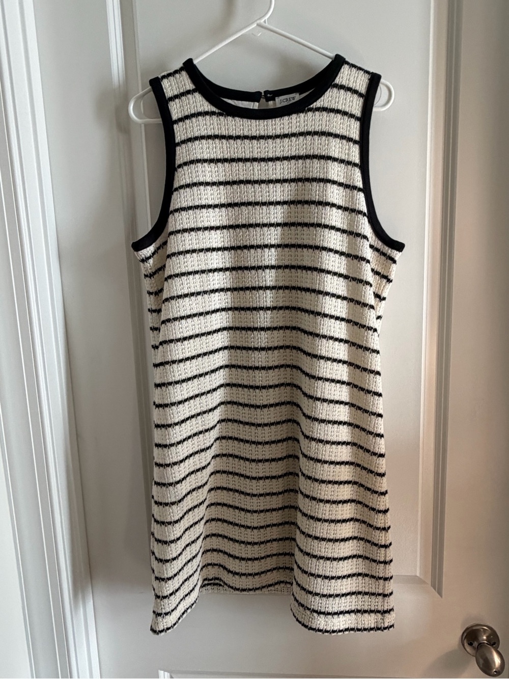 J. Crew Sleeveless Striped Knit Dress in Cream and Black